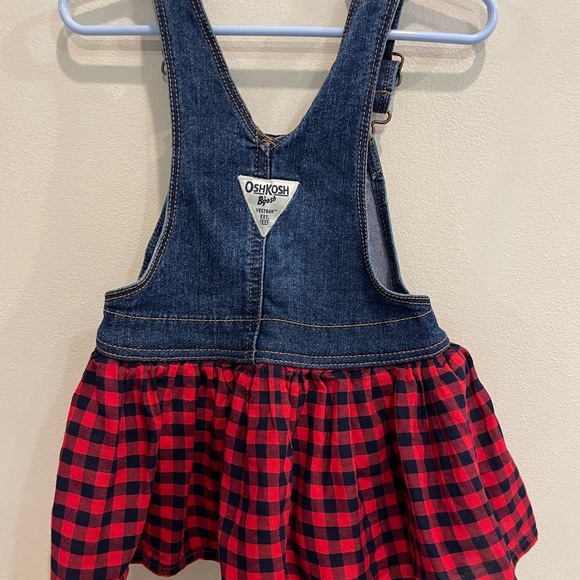 Osh Kosh Denim Jumper Dress with Red  /  Navy check  18 mos - Picture 5 of 7